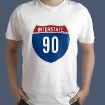 Interstate 90 - 90th Birthday T-shirt<br><div class="desc">De aantaltekst is klantgericht! Je kunt je eigen t-shirt creëer. Een cool Interstate-wegteken dat ontworpen is om over je leeftijd te ruiken. Geweldige cadeauideeën voor vrachtwagenchauffeurs,  chauffeurs en autoliefhebbers van jong tot oud. Creëer je eigen t-shirt voor mensen die van auto's houden.</div>