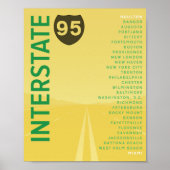 Interstate 95 (I-95) Poster (geel) (Voorkant)