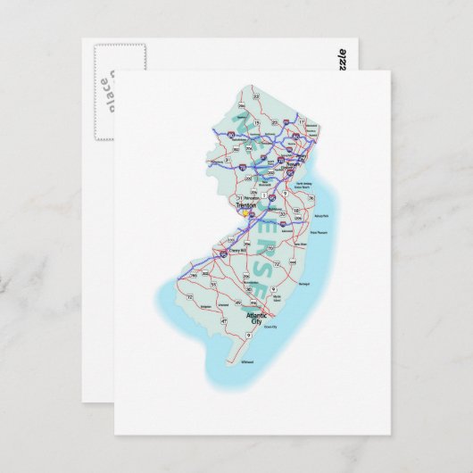 Interstate Kaart Briefkaart van New Jersey (Voorkant / Achterkant)