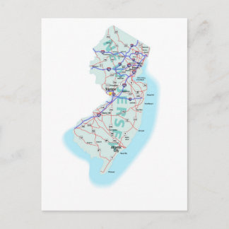 Interstate Kaart Briefkaart van New Jersey