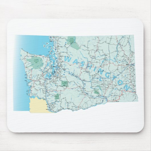Interstate kaart van Washington Mousepad Muismat (Voorkant)