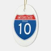 Interstate Sign 10 - Texas Keramisch Ornament (Links)