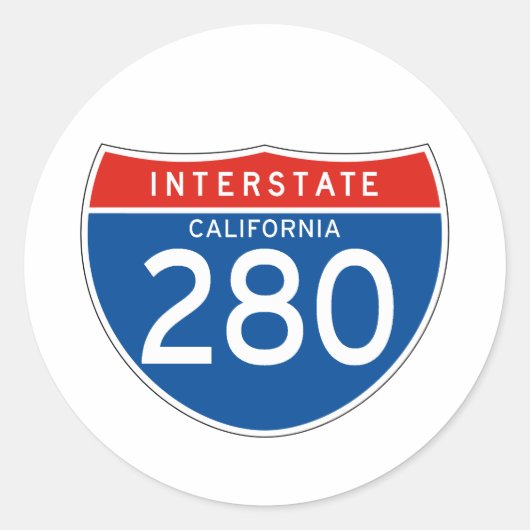 Interstate Sign 280 - Californië Ronde Sticker (Voorkant)