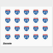 Interstate Sign 45 - Texas Ronde Sticker (Vel)