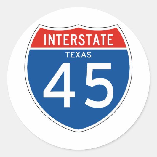 Interstate Sign 45 - Texas Ronde Sticker (Voorkant)