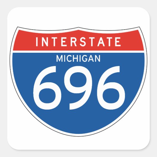 Interstate Sign 696 - Michigan Vierkante Sticker (Voorkant)