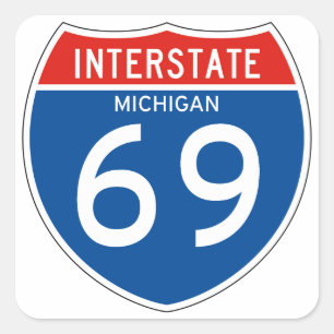 Interstate Sign 69 - Michigan Vierkante Sticker