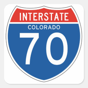 Interstate Sign 70 - Colorado Vierkante Sticker