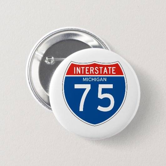 Interstate Sign 75 - Michigan Ronde Button 5,7 Cm (Voorkant /achterkant)