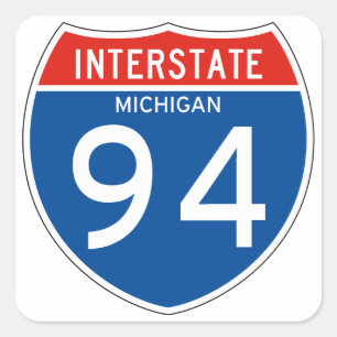 Interstate Sign 94 - Michigan Vierkante Sticker