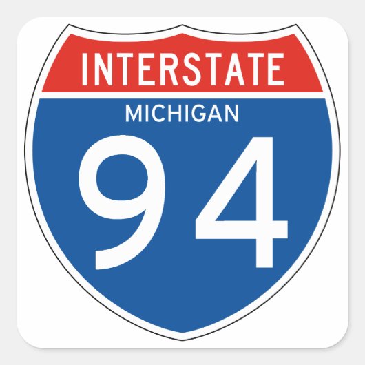 Interstate Sign 94 - Michigan Vierkante Sticker (Voorkant)