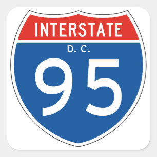 Interstate Sign 95 - District of Columbia Vierkante Sticker