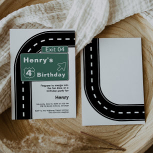 Interstate Sign Birthday Invitation Kaart