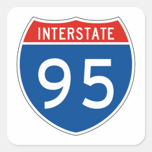 Interstatenbord 95 vierkante sticker