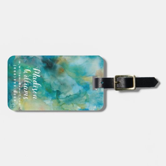 Interstellair | Blauwgroen blauw luchtruim Bagagelabel (Voorkant horizontaal)