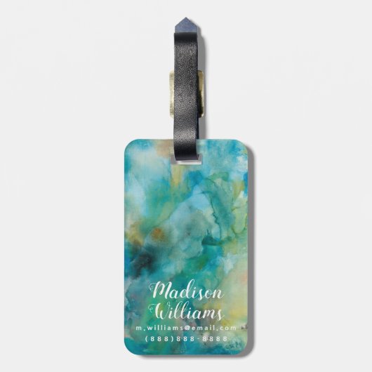 Interstellair | Blauwgroen blauw luchtruim Bagagelabel (Achterkant verticaal)