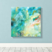 Interstellair | Blauwgroen blauw luchtruim Canvas Afdruk (Insitu (Houten vloer))