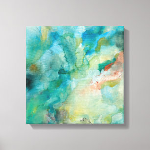 Interstellair   Blauwgroen blauw luchtruim Canvas Afdruk