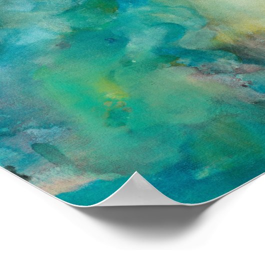 Interstellair | Blauwgroen blauw luchtruim Poster (Hoek)