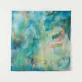 Interstellair | Blauwgroen blauw luchtruim Wandkleed (Voorkant (horizontaal))