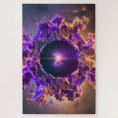 Interstellaire paarse en gouden portalevenhorizon legpuzzel (Verticaal)