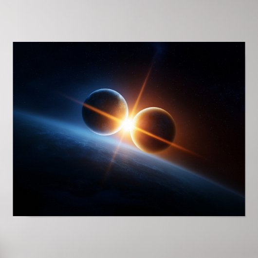 Interstellaire planeetbotsing en kosmisch licht poster (Voorkant)
