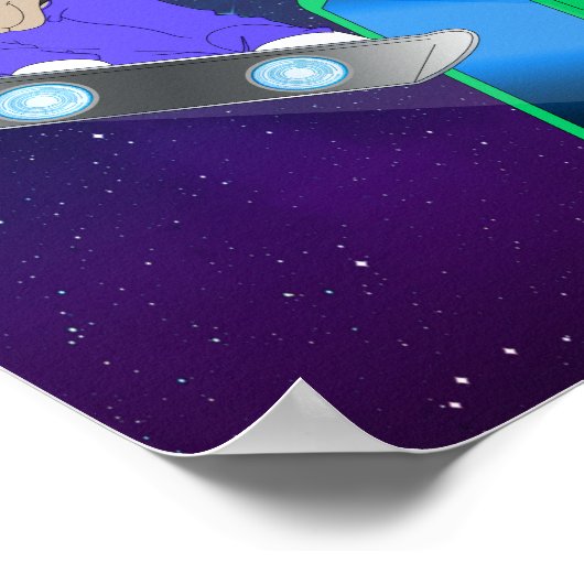 Interstellaire pup op een surfplank poster (Hoek)