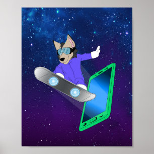 Interstellaire pup op een surfplank poster