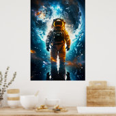 Interstellaire reiziger Astronaut Aarde Ruimtekuns Poster (Keuken)