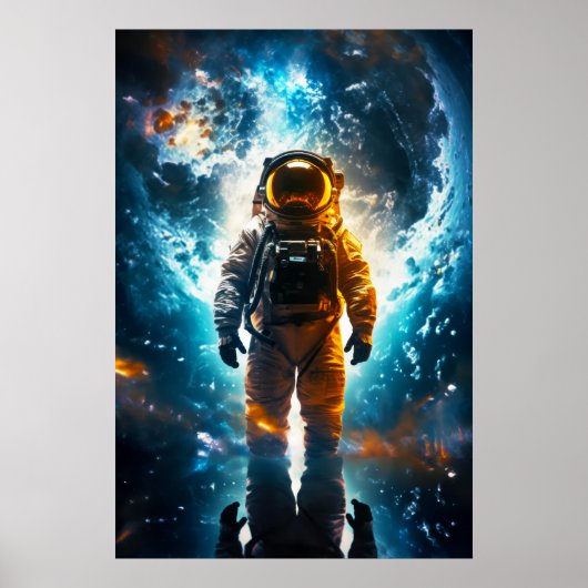 Interstellaire reiziger Astronaut Aarde Ruimtekuns Poster (Voorkant)
