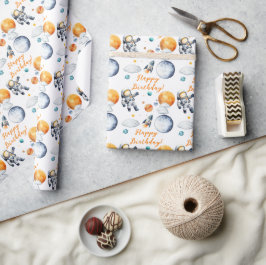 Interstellaire Verjaardags Jongen Ruimte Astronaut Cadeaupapier