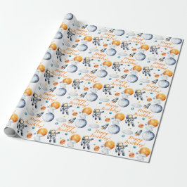 Interstellaire Verjaardags Jongen Ruimte Astronaut Cadeaupapier