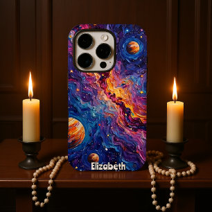 Interstellaire werveling: planetaire Vista iPhone 16 Pro Hoesje