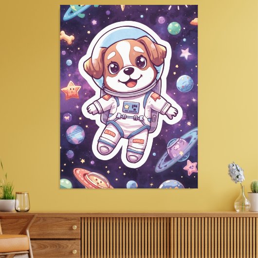 Interstellar Paws - Schattigee ruimtehond in avont Canvas Afdruk (Insitu (Woonkamer))