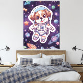 Interstellar Paws - Schattigee ruimtehond in avont Canvas Afdruk (Insitu (Slaapkamer))