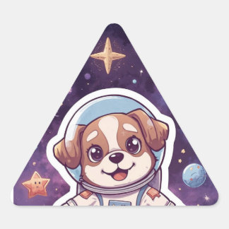 Interstellar Paws - Schattigee ruimtehond in avont Sticker