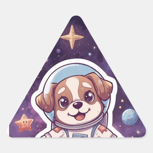 Interstellar Paws - Schattigee ruimtehond in avont Sticker (Voorkant)
