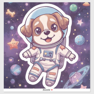 Interstellar Paws - Schattigee ruimtehond in avont Sticker