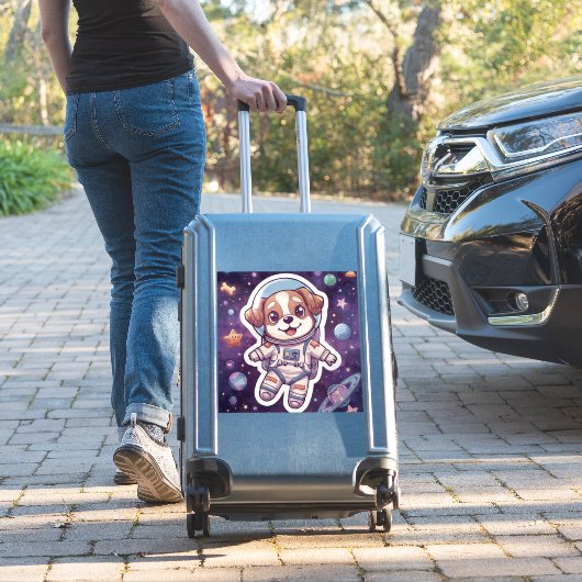 Interstellar Paws - Schattigee ruimtehond in avont Sticker (Koffer Insitu)