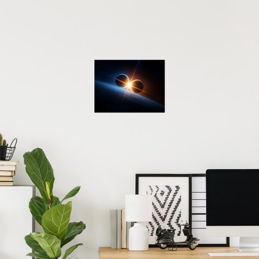 Interstellar Planet Collision and Cosmic Light Poster (Thuiskantoor)