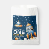 Interstellar Rocket Launch Blast Off 1st Birthday Bedankzakje (Voorkant)