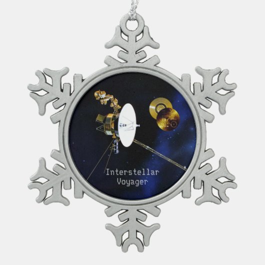 Interstellar Voyager Spacecraft Tin Sneeuwvlok Ornament (Voorkant)