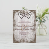 Intertwind Double Hearts Rustic Wedding Invites Kaart (Staand voorkant)