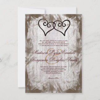 Intertwind Double Hearts Rustic Wedding Invites Kaart