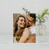 Intertwind harten maken twee bruiloft goud folie uitnodiging briefkaart (Staand Voorkant)