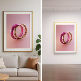 Intertwined Reflections-Modern Abstract Love Rings Poster