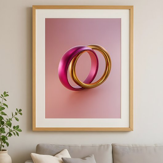 Intertwined Reflections-Modern Abstract Love Rings Poster