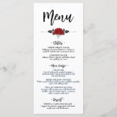 Intertwined Romantic Red Rose Flat Plate Menu (Voorkant)