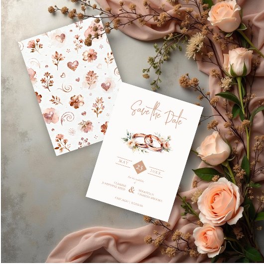 Intertwined Timeless Wedding Rings in Rose Gold Save The Date