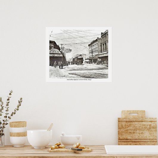 Interurban railwagen in het centrum van Fort Worth Poster (Keuken)